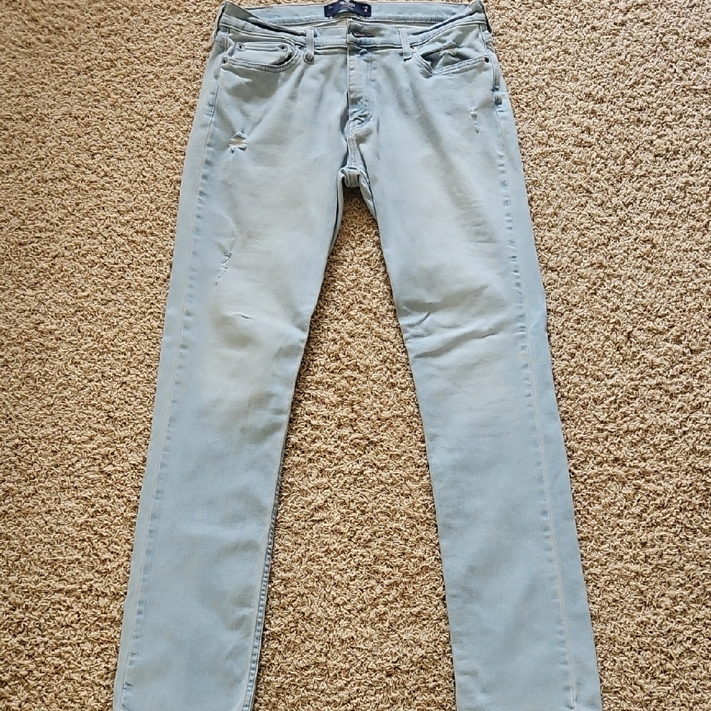 Hollister Men's Skinny Jeans in Light Blue